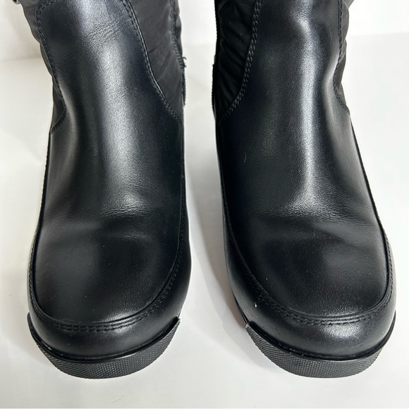 Blondo Puffer Leather Wedge Boots Waterproof Quilted Down Filled Nylon Black 7 - Picture 8 of 16